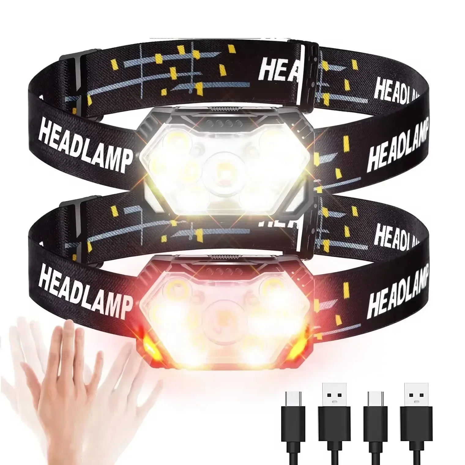 Fish Finder Battery - Leistungsstarker LED-Sensor-Scheinwerfer, USB wiederaufladbarer Scheinwerfer, LED-Stirnlampe,