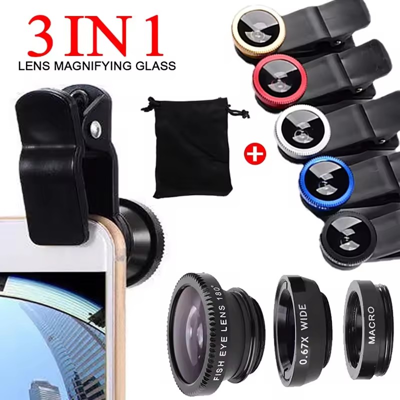 Fishing Camera - 3-in-1 Fisheye-Handyobjektiv 0,67X Weitwinkel-Zoomobjektiv Fischaugen-Makroobjektiv-Kameraset mit