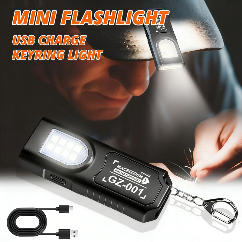 Fishing Light - LED-Schlüsselanhänger-Taschenlampe Typ C, wiederaufladbar, 550 lm,